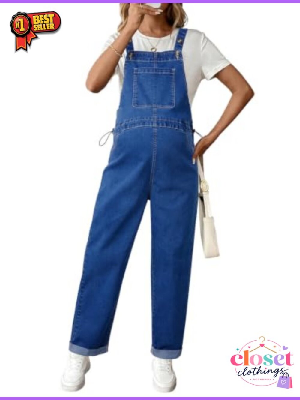 Maternity Denim Overalls Adjustable Strap Bib Jumpsuit